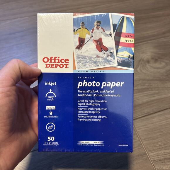 NEW Office Depot Photo Paper High Gloss for InkJet Printers Size 4"X6" 50 Sheets - Picture 1 of 4